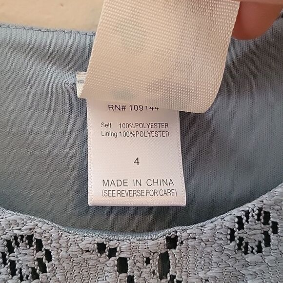 LULY BLEU DUSTY BLUE SLEEVELESS LACY FLORAL DRESS WITH CARDIGAN, SIZE 4 - Picture 6 of 8